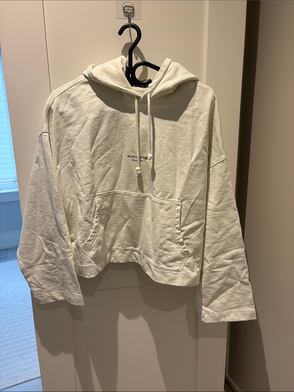 Acne Mint Green Cropped Crewneck Hoodie